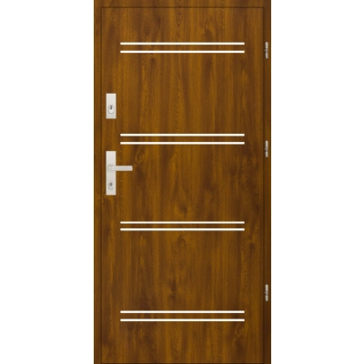 Drzwi antywłamaniowe zewnętrzne A10 INOX 55 mm RC2 - RC4 - Złoty dąb